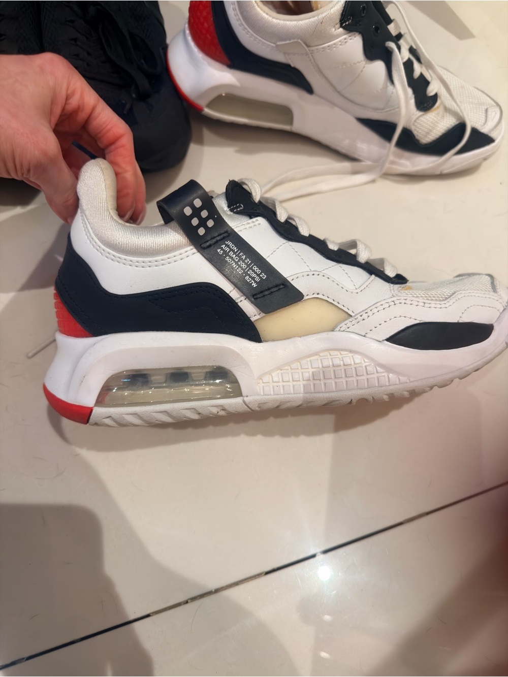 Jordan White Black Red Low-Top Athletic Sneakers